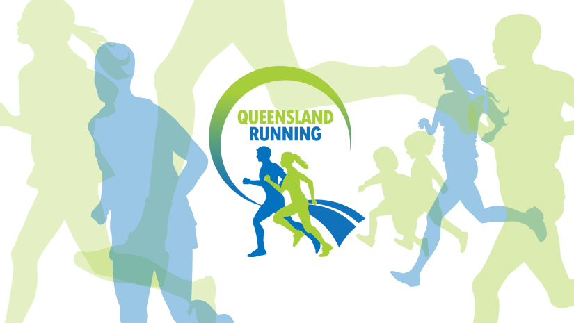 decorative queensland running banner with logo